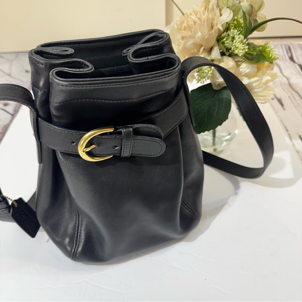 Vintage Coach Soho 4156 Black Leather Belted Bucket Bag - Picture 5 of 8